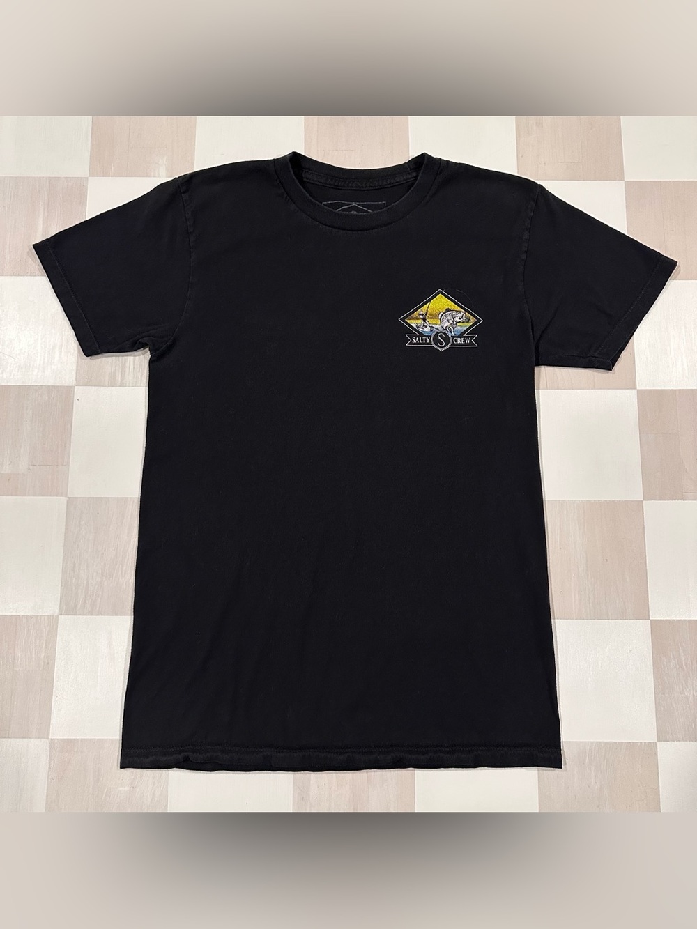 salty crew black fish graphic cotton tee small